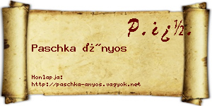 Paschka Ányos névjegykártya